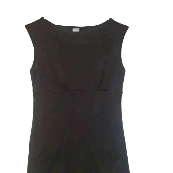 Aqua Women's Black Poly Knit Boat Neck Dress w Pockets - Picture 2 of 8